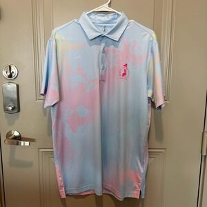 Royal Turks and Caicos Golf Club Polo Watercolor Blue Pink Size Medium